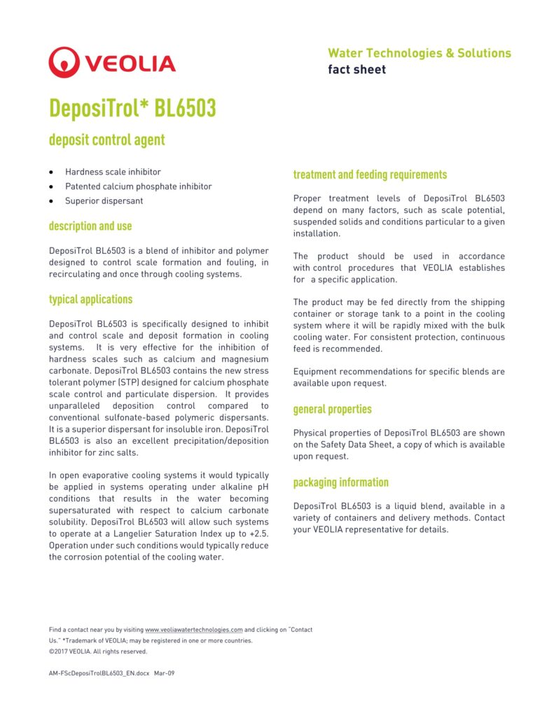 DeposiTrol* BL6503 deposit control agent