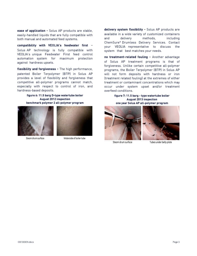 CB1303EN Solus* AP advanced boiler all-polymer internal treatment technology