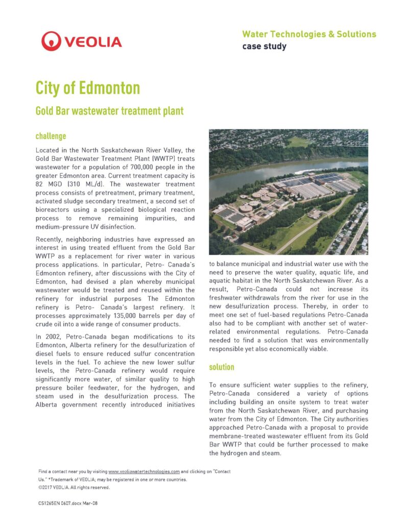 City of Edmonton Gold Bar wastewater treatment plant challenge