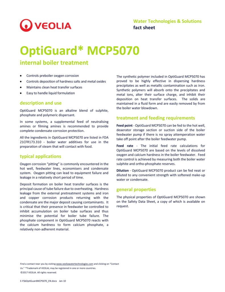 OptiGuard* MCP5070 internal boiler treatment