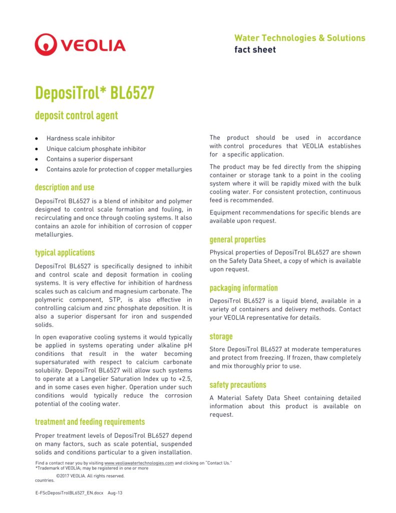 DeposiTrol* BL6527 deposit control agent