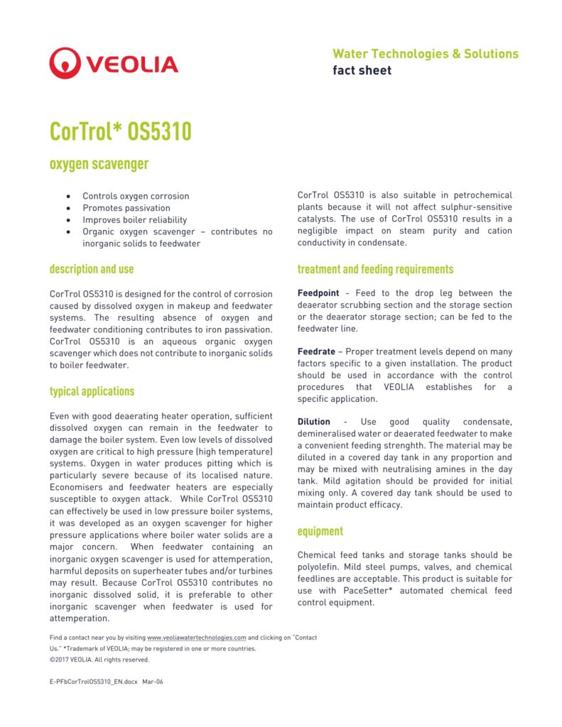 CorTrol* OS5310 oxygen scavenger