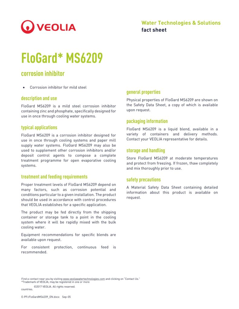 FloGard* MS6209 corrosion inhibitor