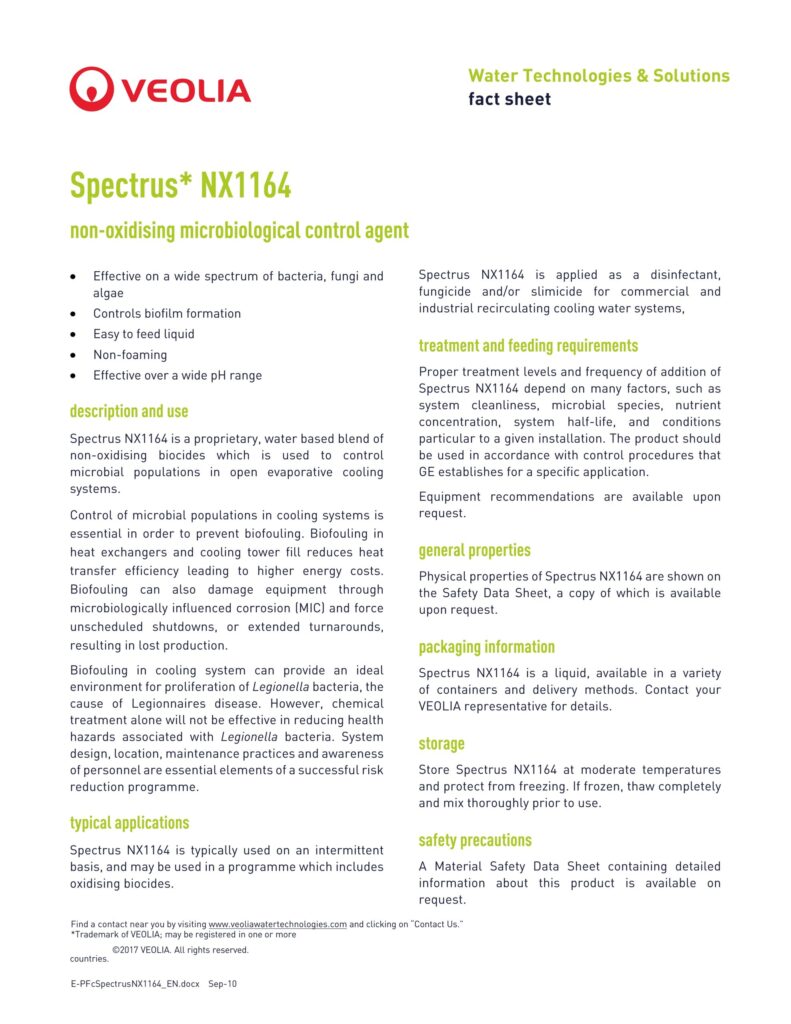 Spectrus* NX1164 non-oxidising microbiological control agent