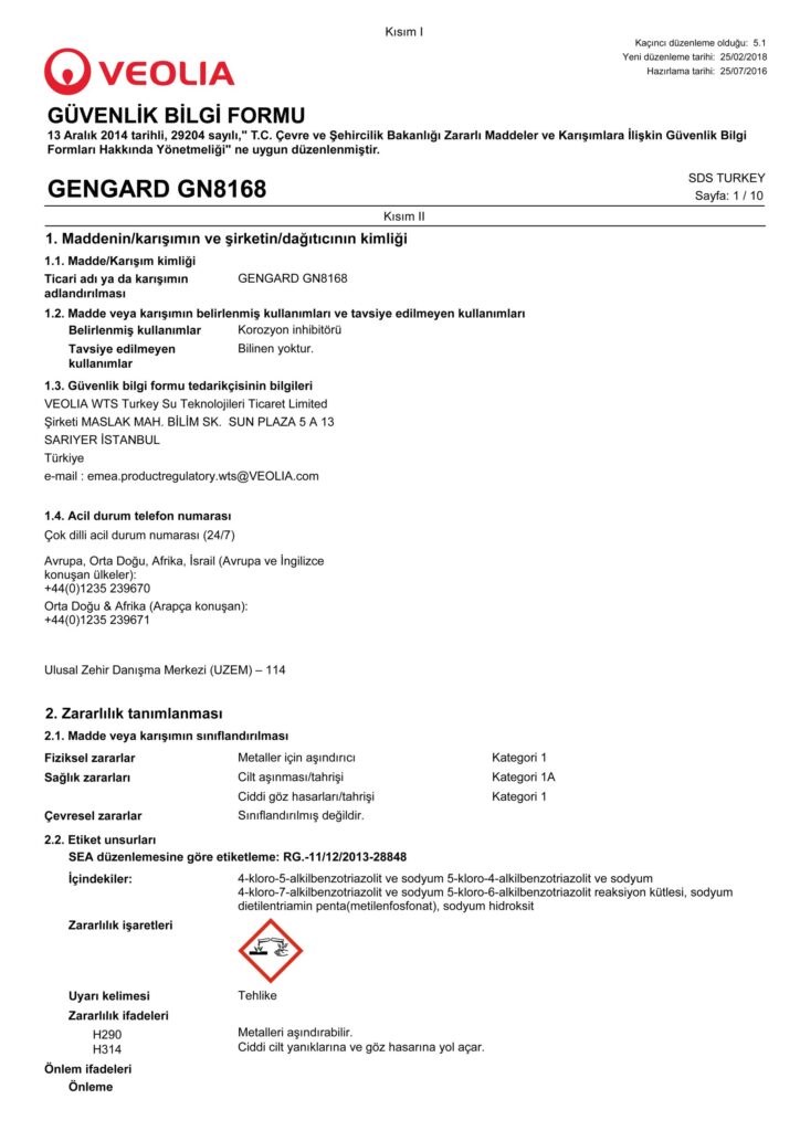 GENGARD GN8168 MSDS TR