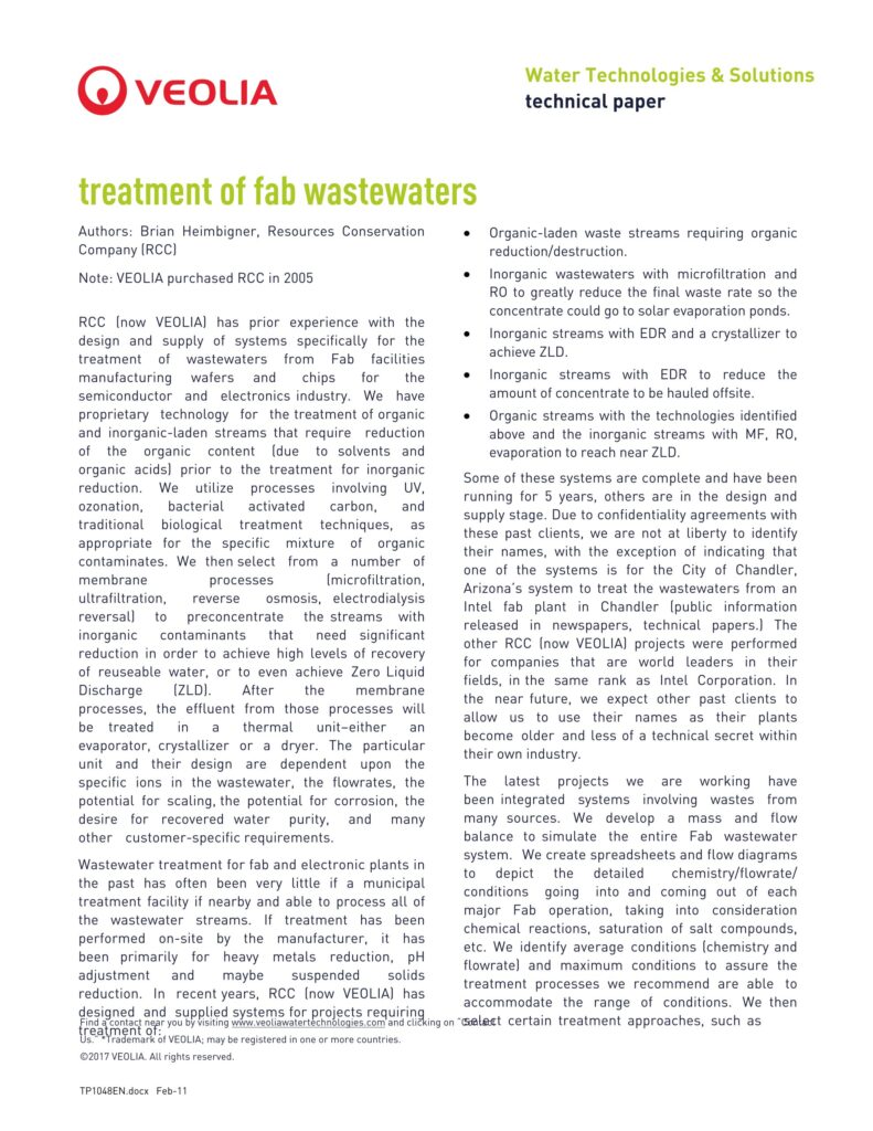Treatment of fab wastewaters