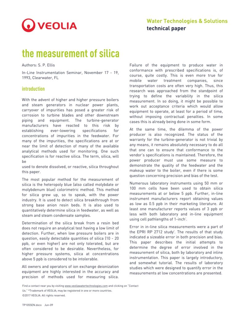 The measurement of silica