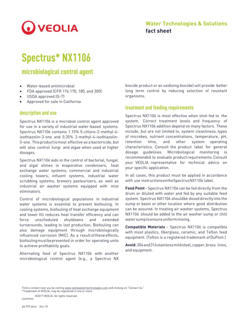Spectrus* NX1106 microbiological control agent