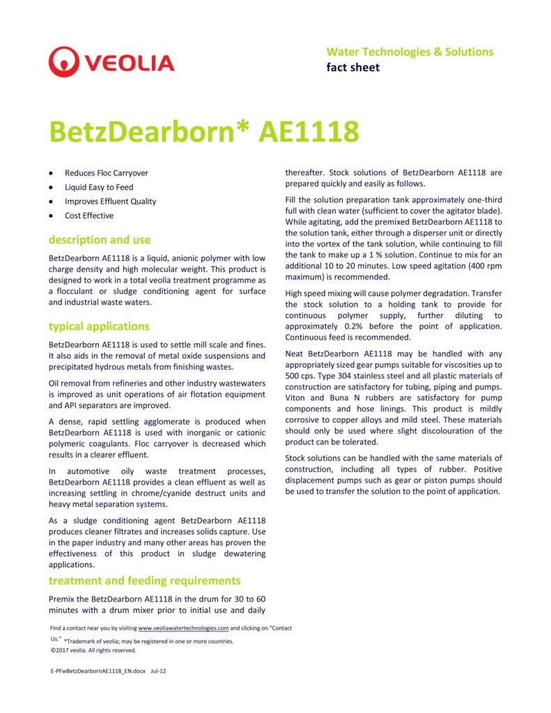 BetzDearborn* AE1118
