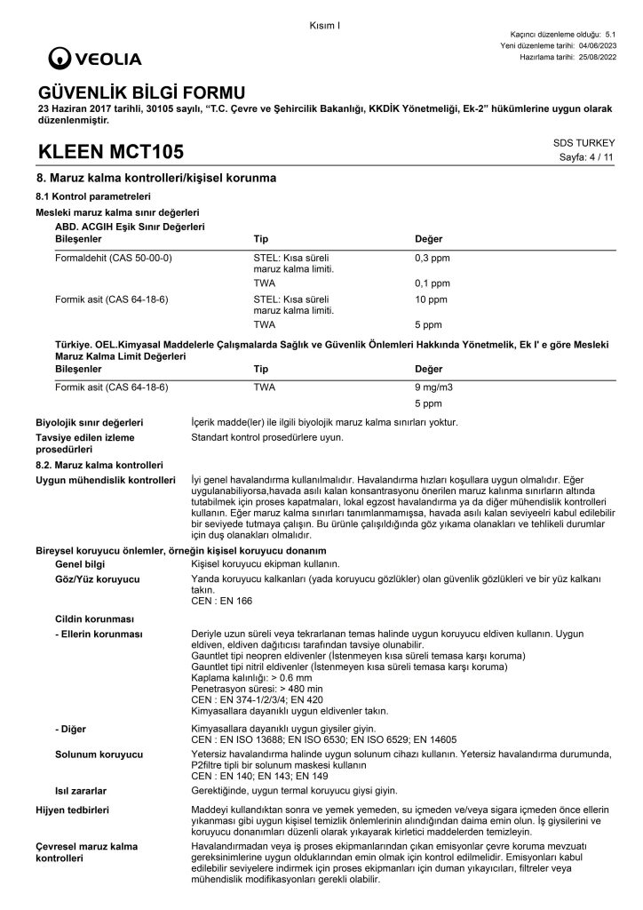 KLEEN MCT105 MSDS TR