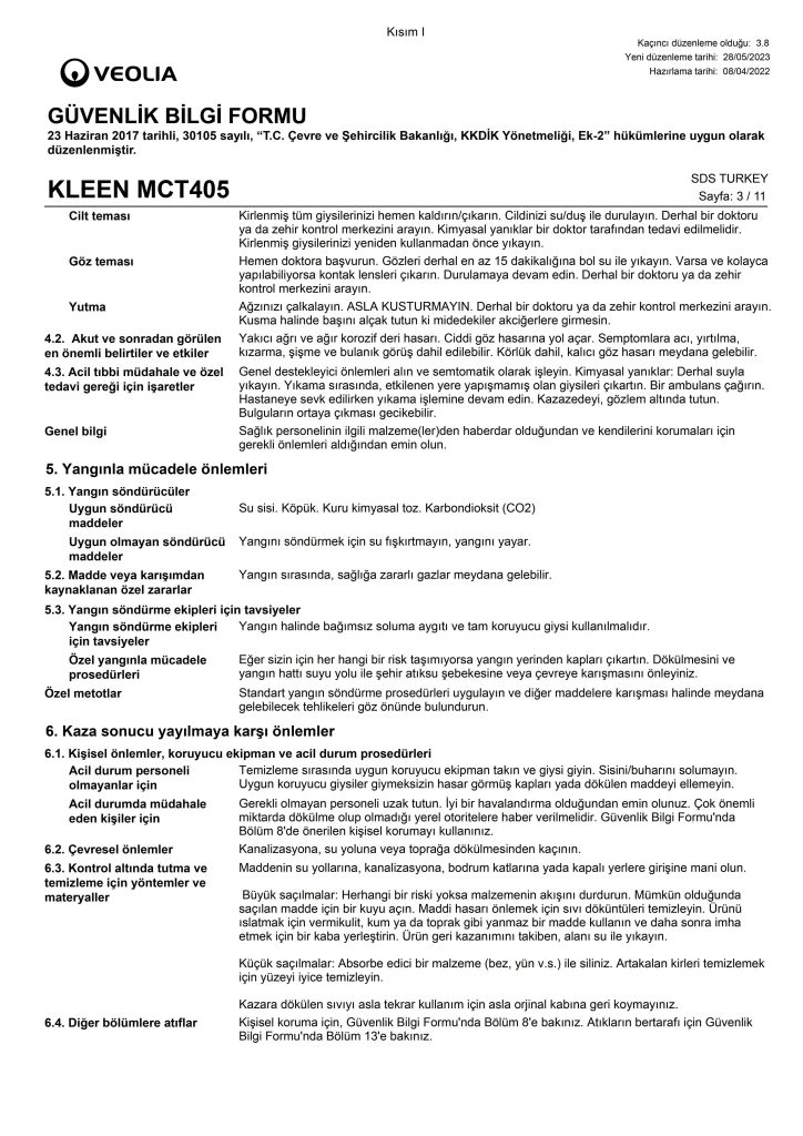 KLEEN MCT405 MSDS TR